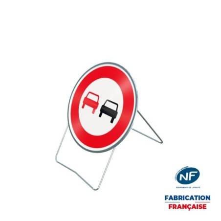 Panneau temporaire B3 Interdiction de doubler sur pied incliné