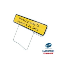 Panneau temporaire KD21 Piéton prenez le trottoir d'en face sur pied incliné