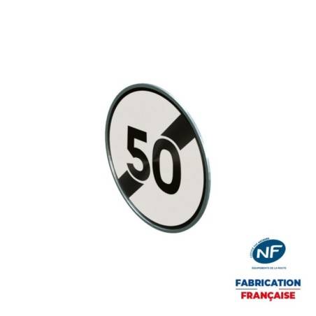 Panneau temporaire B33-50 Fin de limitation de vitesse à 50 km/h à rail