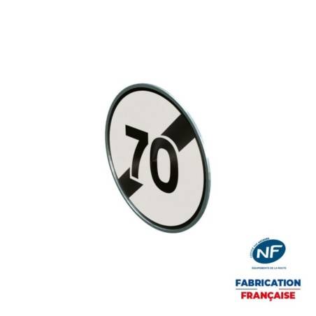 Panneau temporaire B33-70 Fin de limitation de vitesse à 70 km/h à rail