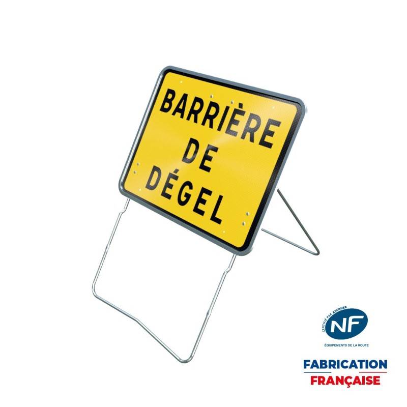 Panneau temporaire BARRIERE DE DEGEL sur pied incliné Panneau temporaire BARRIERE DE DEGEL sur pied incliné