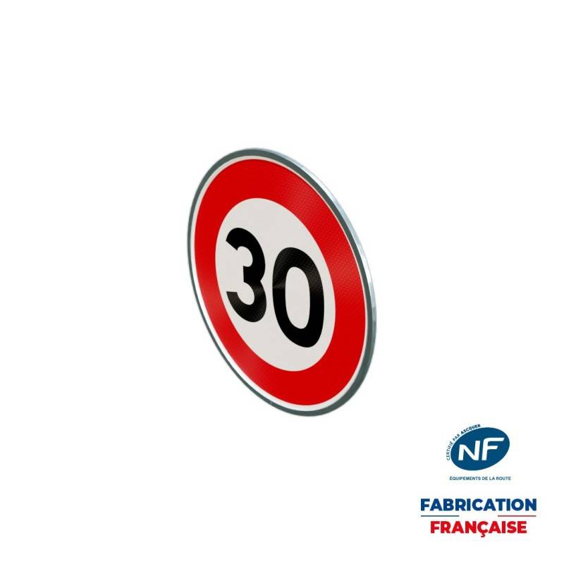 Panneau temporaire B14-30 Limitation de vitesse à 30 km/h à rails Panneau temporaire B14-30 Limitation de vitesse à 30 km/h à rails