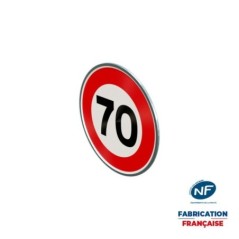 Panneau temporaire B14-70 Limitation de vitesse à 70 km/h à rails