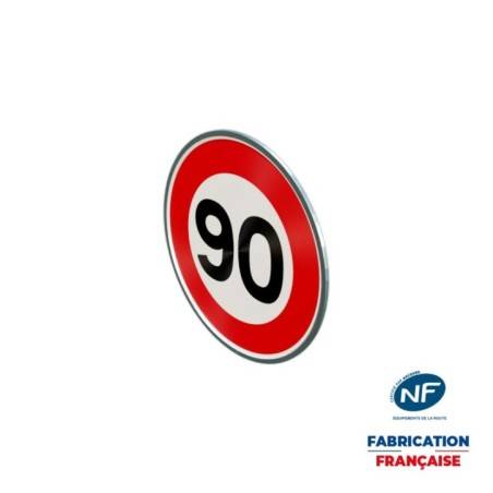 Panneau temporaire B14-90 Limitation de vitesse à 90 km/h à rails