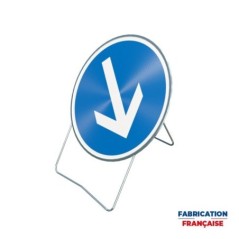 Panneau temporaire B21 Flèche tournante sur pied incliné
