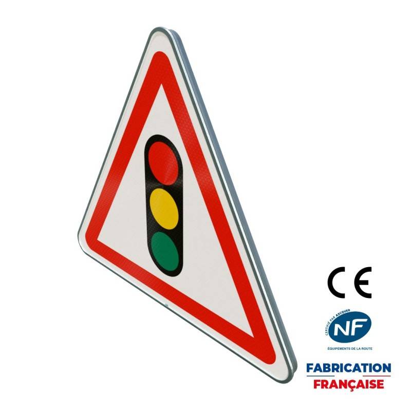 Panneau de danger A17 Annonce de feux tricolores