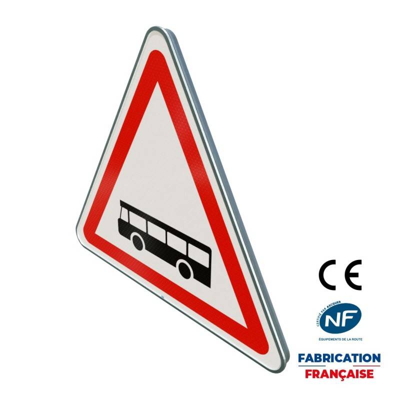 Panneau de danger A9a Traversée transports en commun réguliers