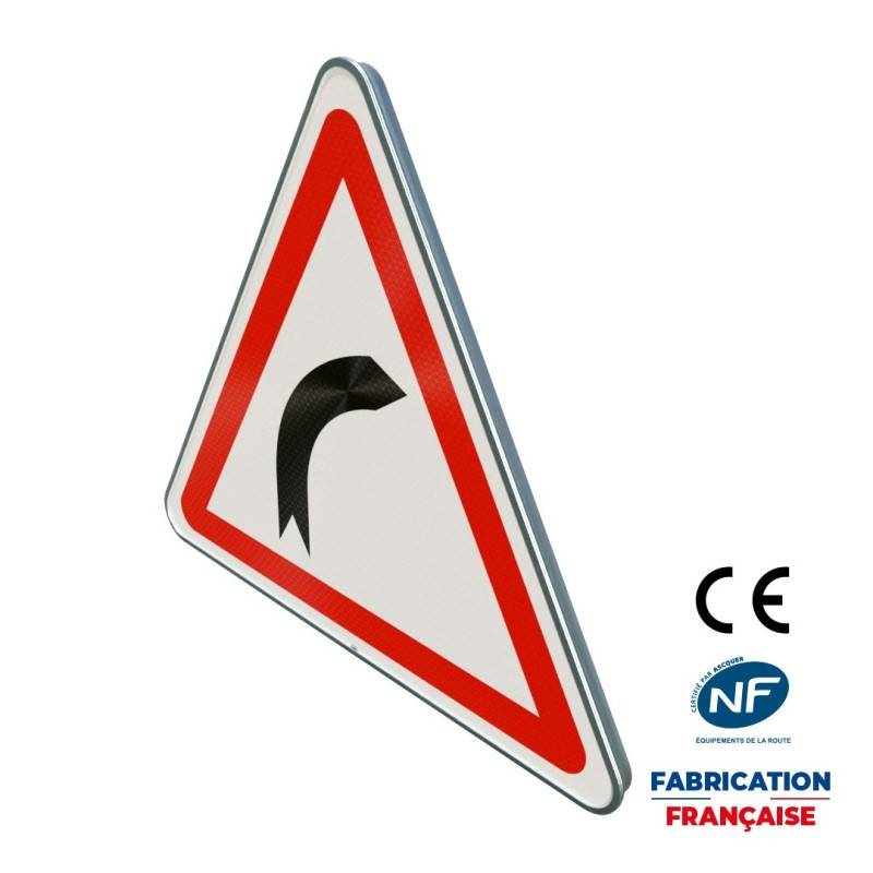 Panneau de danger A1a Virage à droite Panneau de danger A1a Virage à droite