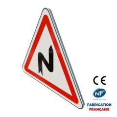 Panneau de danger A1c Succession de virages dont le premier est à droite