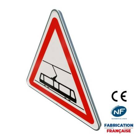 Panneau de danger A9b Traversée de tramways