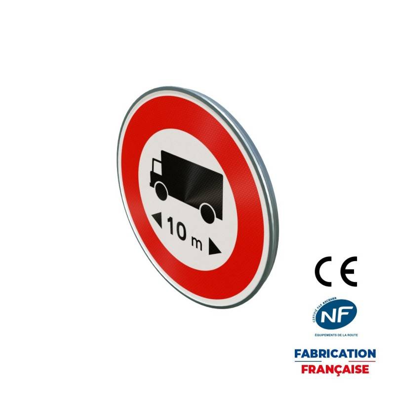 Panneau d'interdiction B10a Accès interdit pour limitation de la longueur indiquée