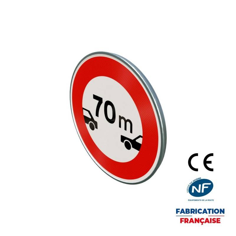 Panneau d'interdiction B17 Intervalle minimal à maintenir