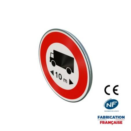 Panneau d'interdiction B10a Accès interdit pour limitation de la longueur indiquée