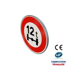 Panneau d'interdiction B13a Accès interdit pour limitation de poids sur essieu