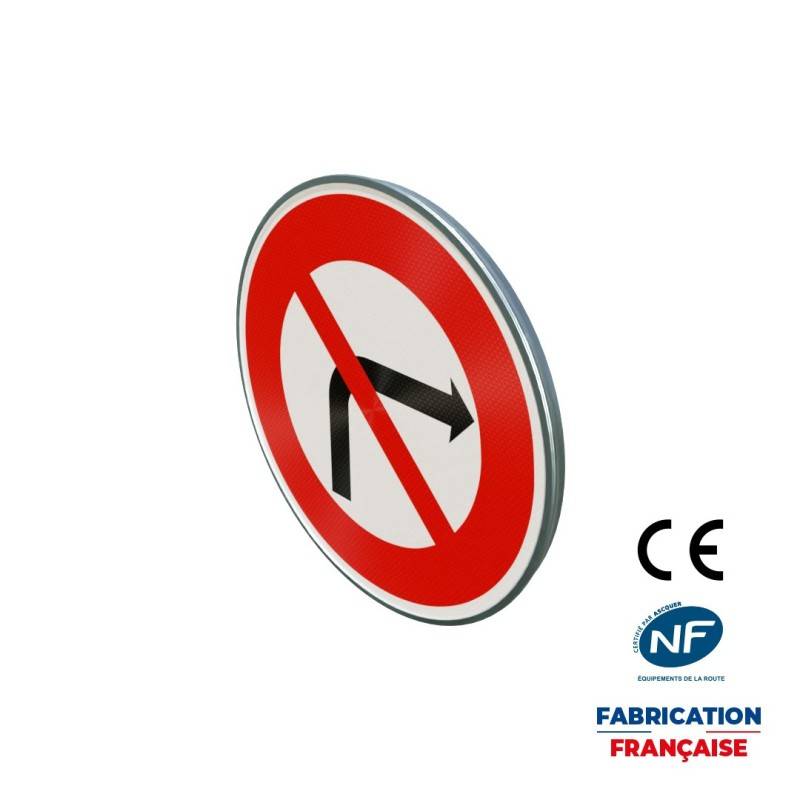 Panneau d'interdiction B2b Interdiction de tourner à droite Panneau d'interdiction B2b Interdiction de tourner à droite
