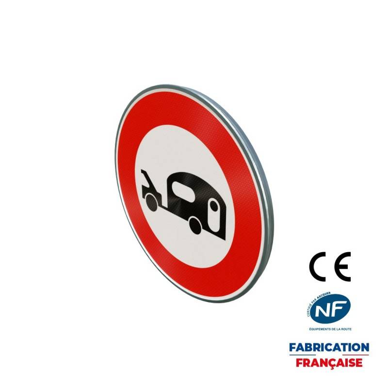 Panneau d'interdiction B9i Accès interdit aux caravanes ou remorques supérieur à 250 kg