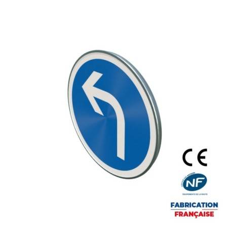 Panneau d'obligation B21c2 Annonce de direction obligatoire à gauche