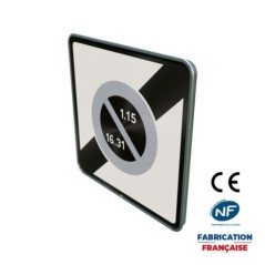 Panneau de prescription zonale Stationnement B50b Sortie de zone à stationnement unilatéral semi mensuel