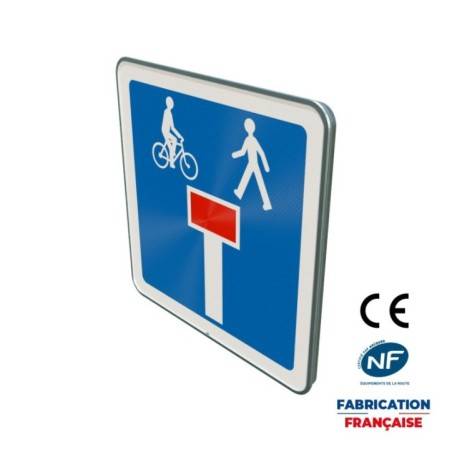 Panneau d'indication C13d Impasse comportant une issue pour les piétons et les cyclistes