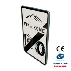 Panneau de prescription zonale Circulation particulière B59 Sortie de zone d’obligation d’équipements en période hivernale
