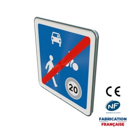 Panneau de prescription zonale Circulation particulière B53 Sortie de zone de rencontre