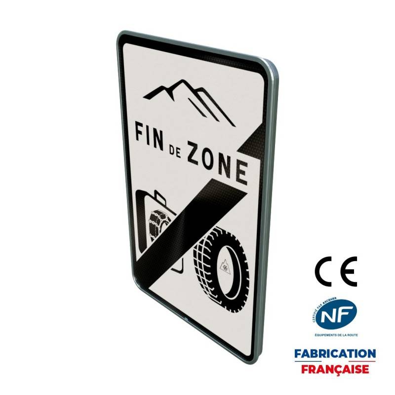 Panneau de prescription zonale Circulation particulière B59 Sortie de zone d’obligation d’équipements en période hivernale